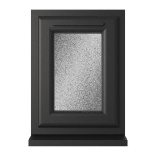 Crystal Double Glazed uPVC Window Black/White Top Opener 610mm x 440mm Obscure