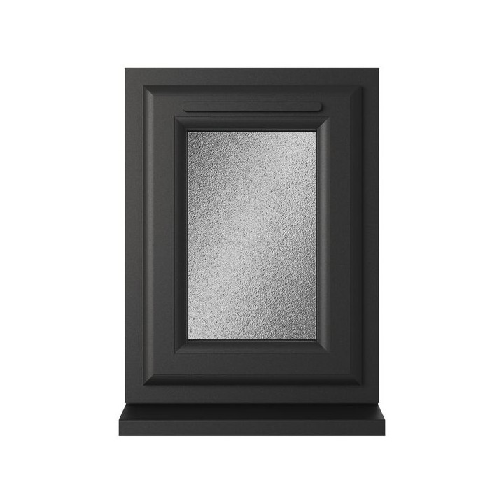 Crystal Triple Glazed uPVC Window Black/White Top Hung 440mm x 610mm Obscure