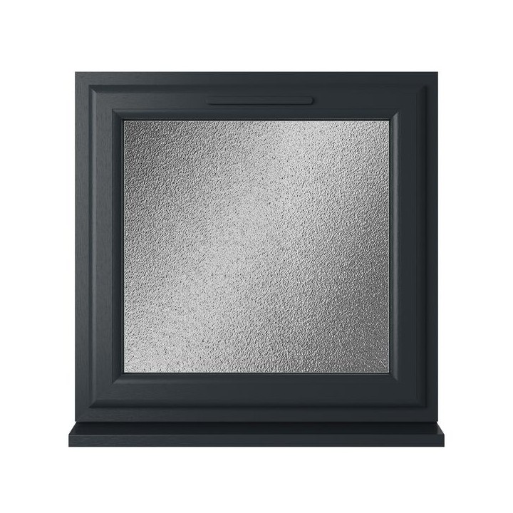 Crystal Double Glazed uPVC Window Grey/White Top Opener 610mm x 610mm Obscure