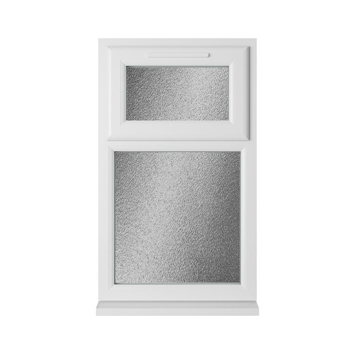 Crystal Double Glazed uPVC Window White Top Hung 610mm x 1190mm Obscure