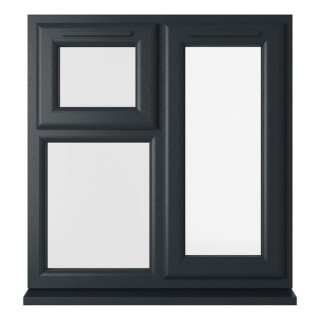 Crystal Triple Glazed uPVC Grey/White Window Right & Top Hung 905mm x 965mm Clear