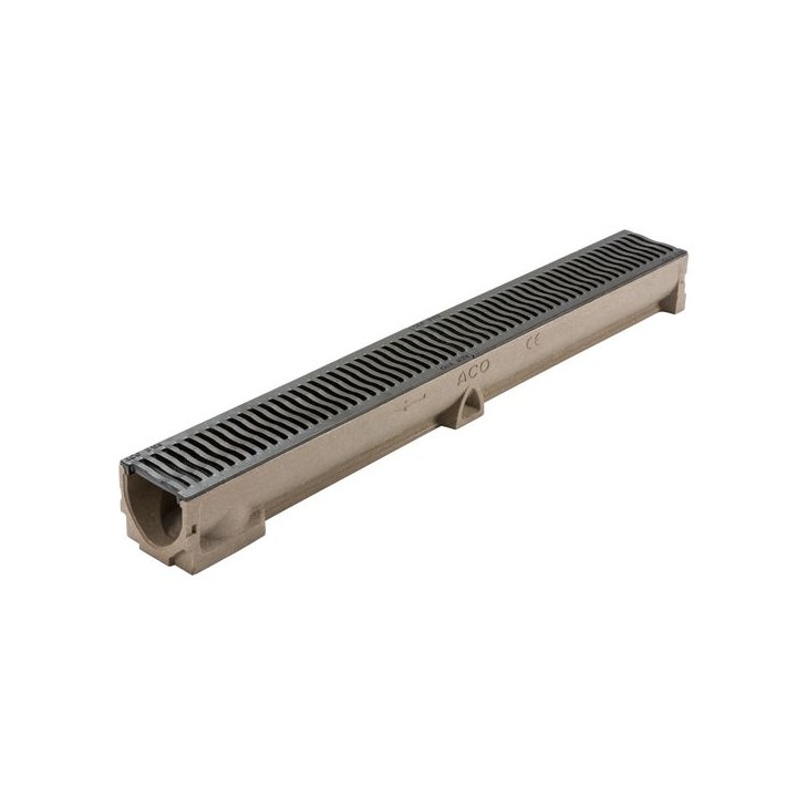 ACO RainDrain B 125 Channel and Cast Iron Grating - 118mm x 97mm x 1000mm