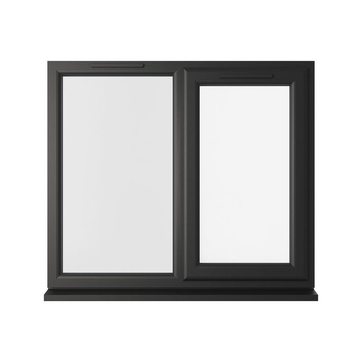 Crystal Double Glazed uPVC Window Black/White Right Hung 1190mm x 1190mm Clear