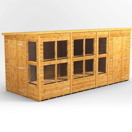 14 x 6 Power Pent Potting Shed With 4ft Side Store