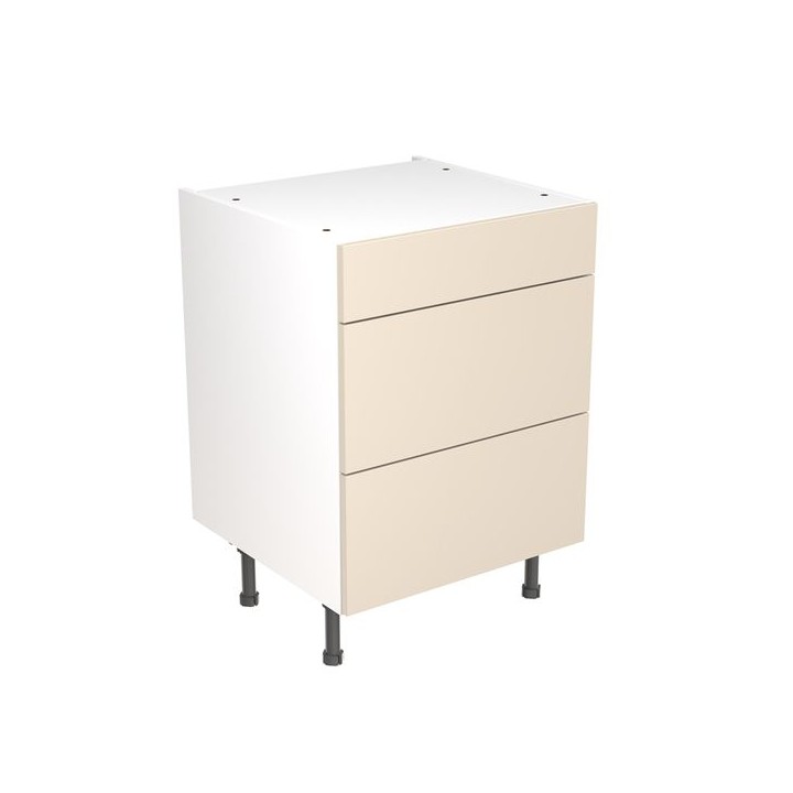 Flatpack 600 3 Drawer Base Kitchen Cabinet Slab Super Gloss Cashmere