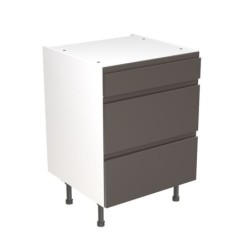 Flatpack Three Drawer Base Unit J-pull Ultra Matt Graphite 600mm - FKKJ0906