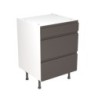 Flatpack Three Drawer Base Unit J-pull Ultra Matt Graphite 600mm - FKKJ0906
