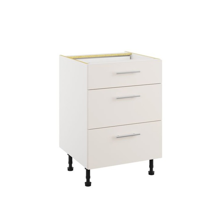 Essence Cashmere Grey 600mm 3 Drawer Base