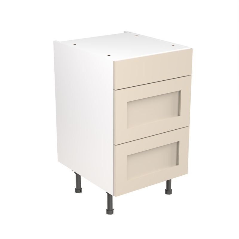 Flatpack Three Drawer Base Unit Shaker Ultra Matt Cashmere 500mm - FKKH0641 Flatpack Three Drawer Base Unit Shaker Ultra Matt Cashmere 500mm - FKKH0641
