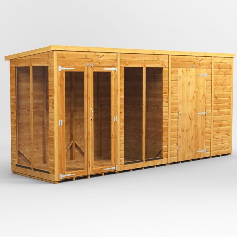 14 x 4 Power Pent Summerhouse With 6ft Side Store