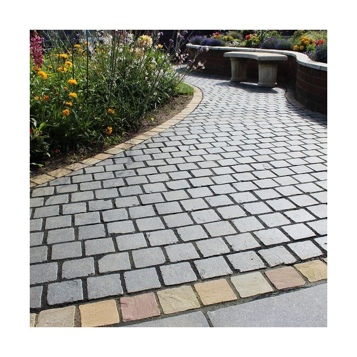 Talasey Cobblestone Limestone Natural Stone Block Paving Ebony 200 x 100mm