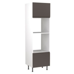 Flatpack Single Oven & Microwave Tower J-pull Super Gloss Graphite 600mm - FKKJ0432