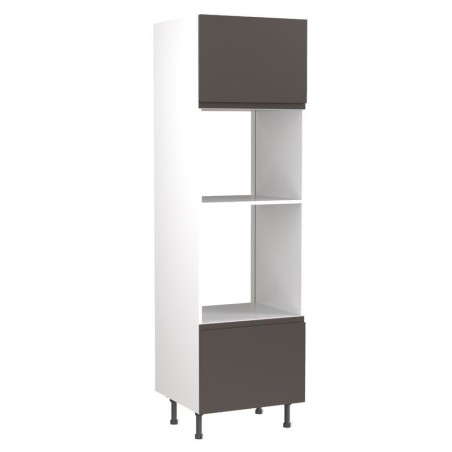 Flatpack Single Oven & Microwave Tower J-pull Super Gloss Graphite 600mm - FKKJ0432