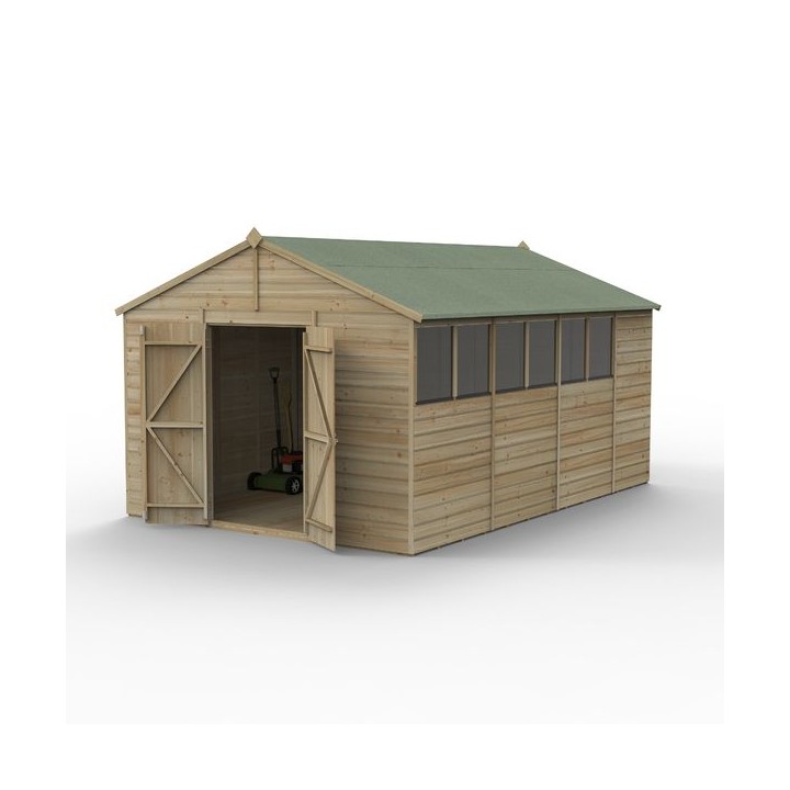 Beckwood 10x15 Apex Shed 6 Windows Double Door