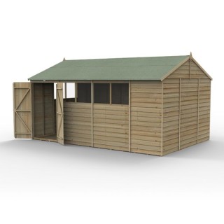 4LIFE Reverse Apex Shed 15 x 10 - Double Door - 6 Windows