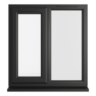 Crystal Double Glazed uPVC Window Black/White Left Hung 965mm x 905mm Clear