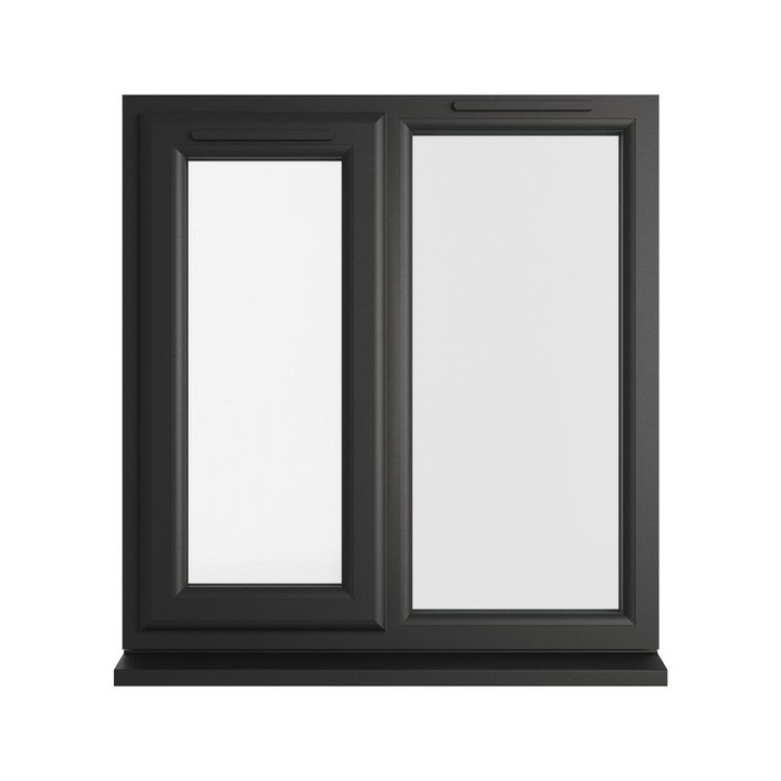 Crystal Double Glazed uPVC Window Black/White Left Hung 965mm x 905mm Clear