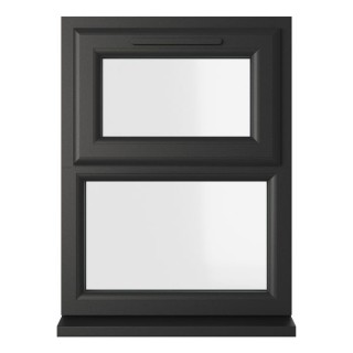 Crystal Triple Glazed uPVC Window Black/White Top Hung 905mm x 1115mm Clear