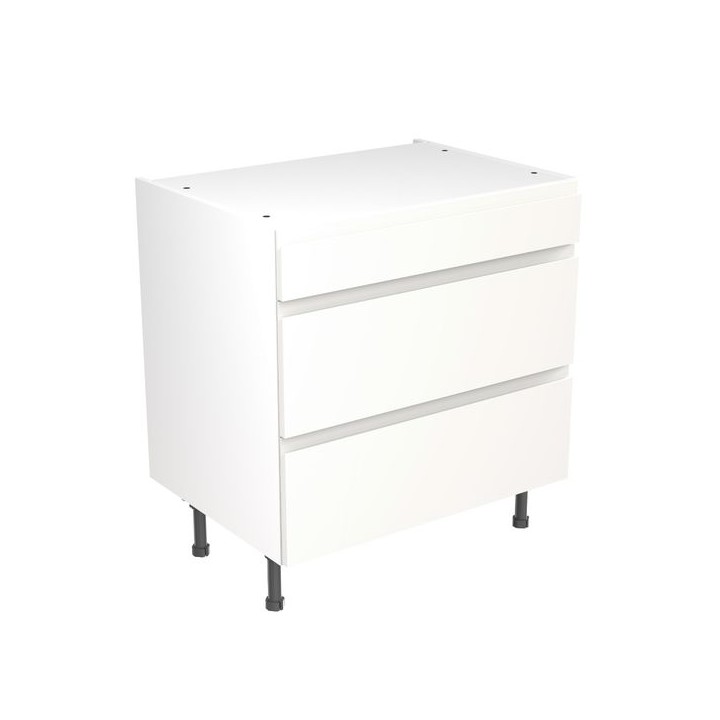 Flatpack Three Drawer Base Unit J-pull Super Gloss White 800mm - FKKJ0007