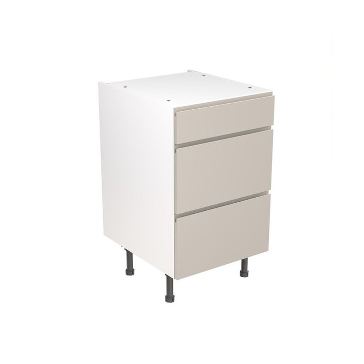 Flatpack Three Drawer Base Unit J-pull Super Gloss Light Grey 500mm - FKKJ0241