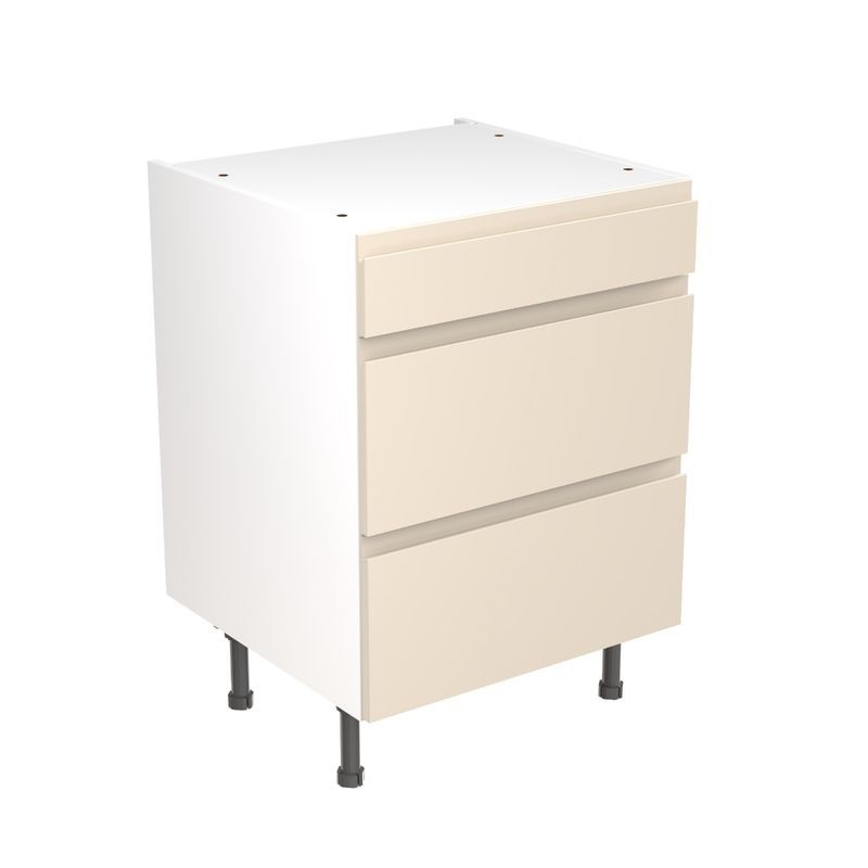 Flatpack Three Drawer Base Unit J-PULL Ultra Matt Cashmere 600mm Flatpack Three Drawer Base Unit J-PULL Ultra Matt Cashmere 600mm