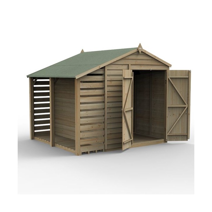 4LIFE Apex Shed 6 x 8 - Double Door - No Windows - with LEAN-TO