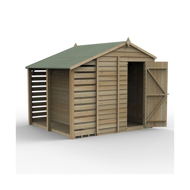 4LIFE Apex Shed 6 x 8 - Single Door - No Windows - with LEAN-TO