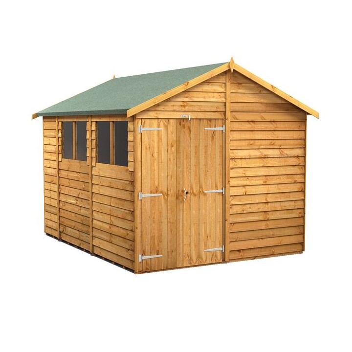 10 x 8 Power Overlap Apex Double Door Shed
