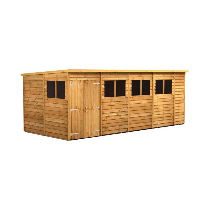 18 x 8 Power Overlap Pent Double Door Shed