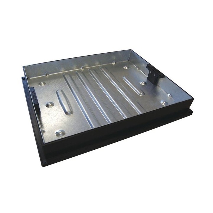 Clark-Drain Galvanised Steel 10 Tonne Manhole Cover and Frame Driveway Block Paviour Recessed Tray 450mm x 600mm