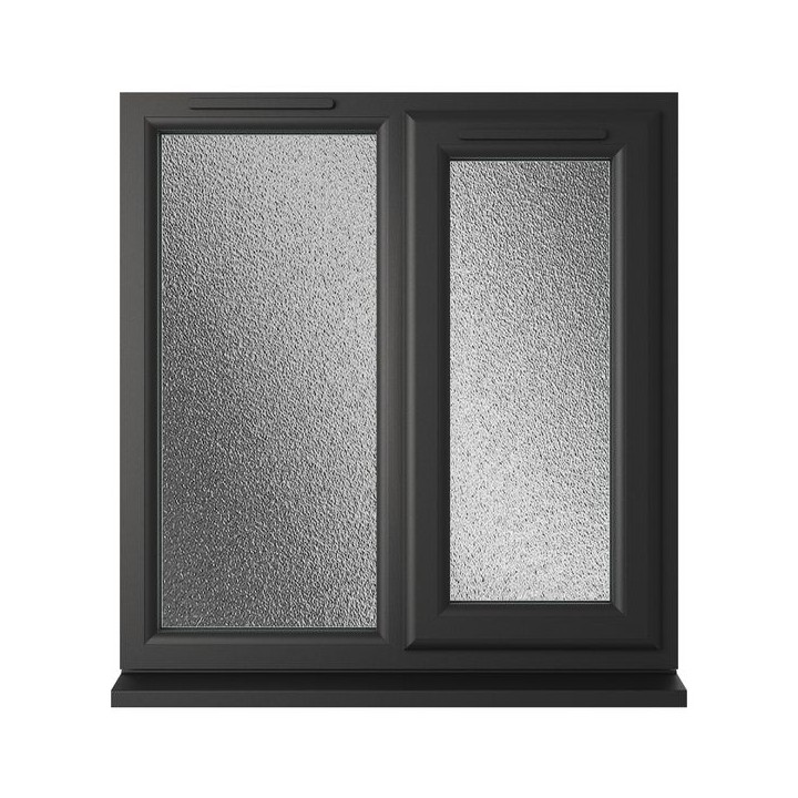 Crystal Triple Glazed uPVC Window Black/White Right Hung 905mm x 965mm Obscure