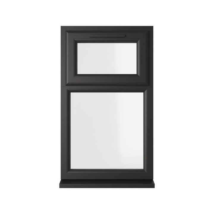 Crystal Double Glazed uPVC Window Black/White Top Hung 1190mm x 610mm Clear