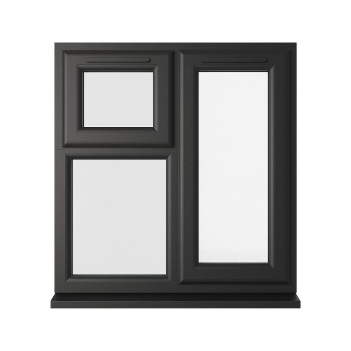 Crystal Double Glazed uPVC Window Black/White Right Hung 965mm x 905mm Clear