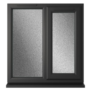 Crystal Double Glazed uPVC Window Black/White Right Hung 965mm x 905mm Obscure