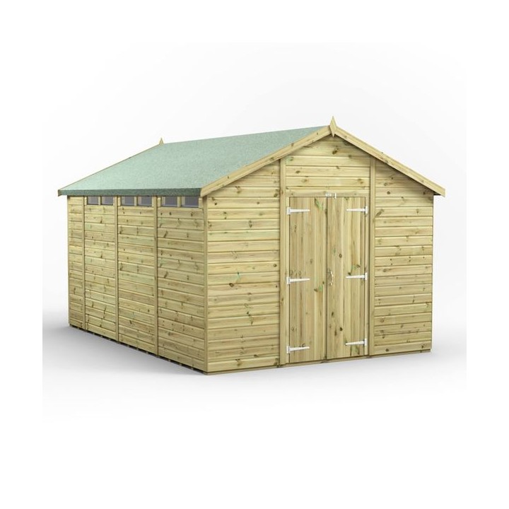 14x10 Premium Powersheds Security Apex Double Doors