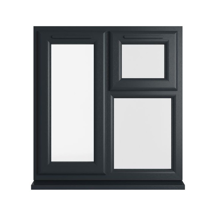 Crystal Triple Glazed uPVC Grey/White Window Left & Top Hung 905mm x 965mm Clear