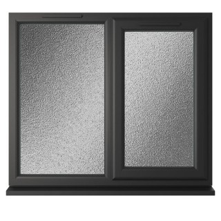 Crystal Triple Glazed uPVC Window Black/White Right Hung 1190mm x 1040mm Obscure