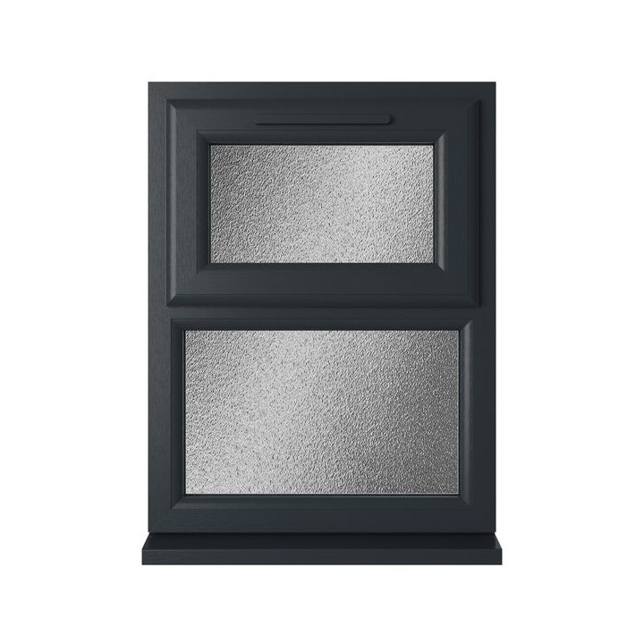Crystal Triple Glazed uPVC Grey/White Window Top Hung 610mm x 965mm Obscure