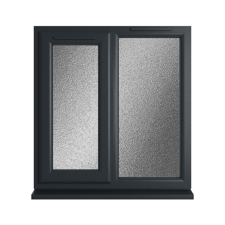 Crystal Triple Glazed uPVC Grey/White Window Left Hung 905mm x 965mm Obscure