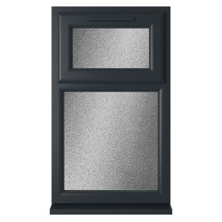 Crystal Triple Glazed uPVC Grey/White Window Top Hung 610mm x 1040mm Obscure