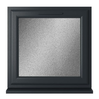 Crystal Triple Glazed uPVC Grey/White Window Top Hung 610mm x 610mm Obscure