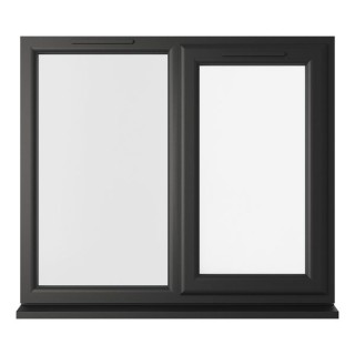 Crystal Double Glazed uPVC Window Black/White Right Hung 965mm x 1190mm Clear
