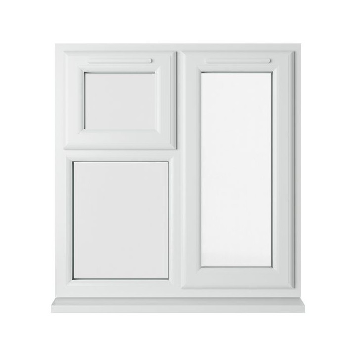 Crystal Triple Glazed uPVC Window White Right & Top Hung 905mm x 965mm Clear