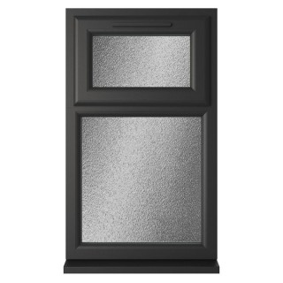 Crystal Double Glazed uPVC Window Black/White Top Hung 1040mm x 610mm Obscure