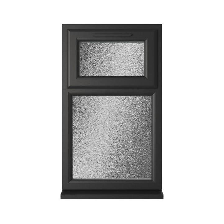 Crystal Double Glazed uPVC Window Black/White Top Hung 1040mm x 610mm Obscure