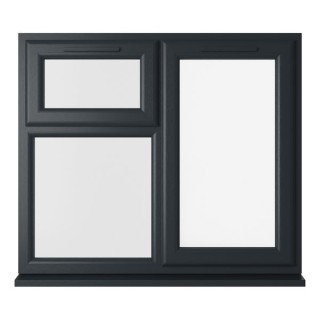 Crystal Triple Glazed uPVC Grey/White Window Right & Top Hung 1190mm x 965mm Clear