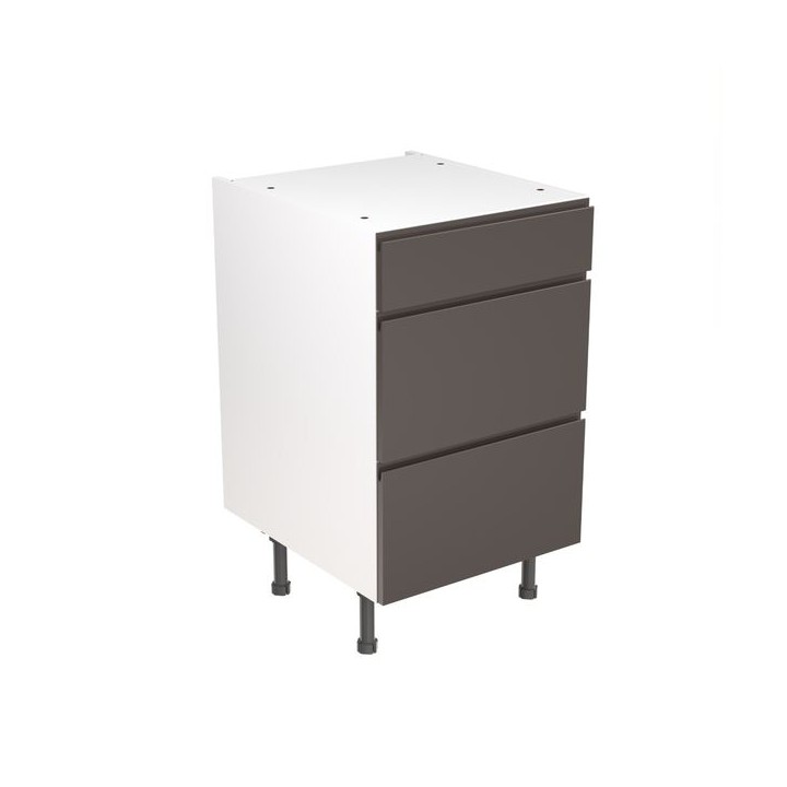 Flatpack Three Drawer Base Unit J-pull Ultra Matt Graphite 500mm - FKKJ0941