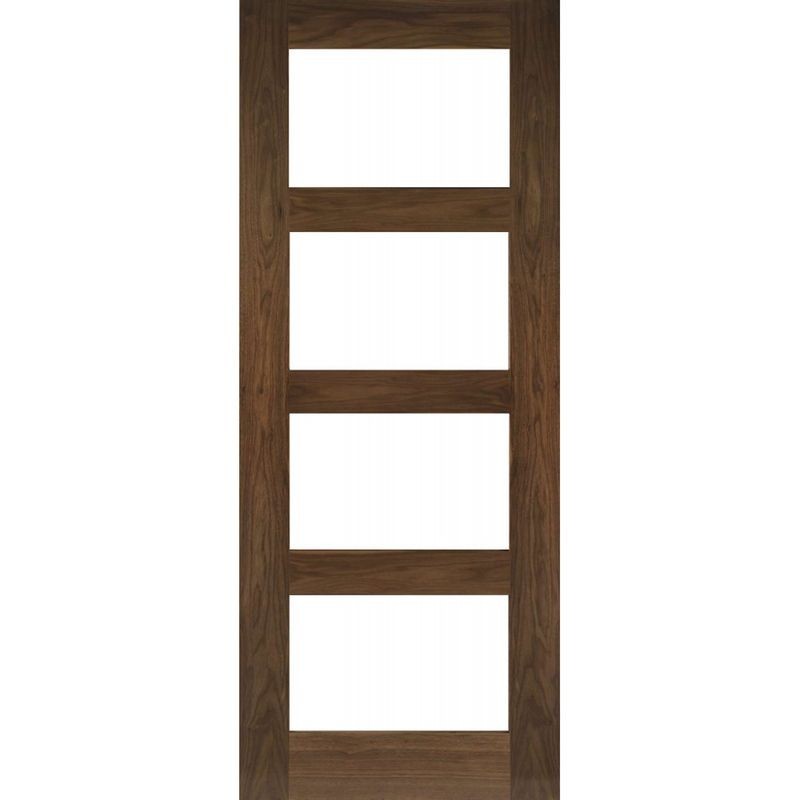 Deanta Coventry Prefinished Walnut Glazed Fire Door 30m 1981mm x 686mm x 45mm