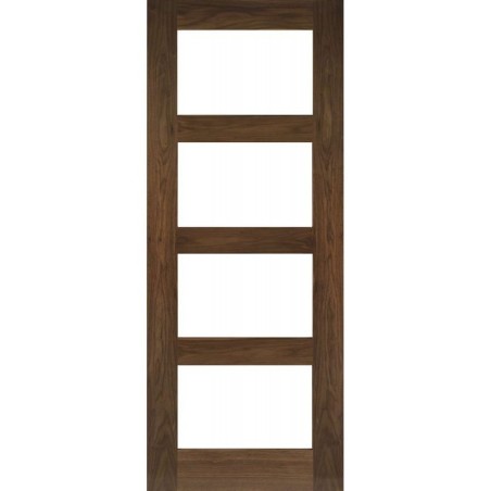 Deanta Coventry Prefinished Walnut Glazed Fire Door 30m 1981mm x 686mm x 45mm