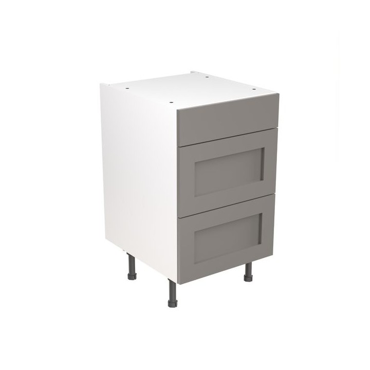 Flatpack Three Drawer Base Unit Shaker Ultra Matt Dust Grey 500mm - FKKH0841